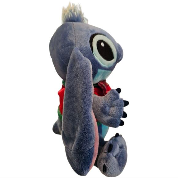 Disney Store Stitch Christmas Holiday Plush Toy Plaid Bow Tie Red Sweater 2013 - Picture 3 of 8